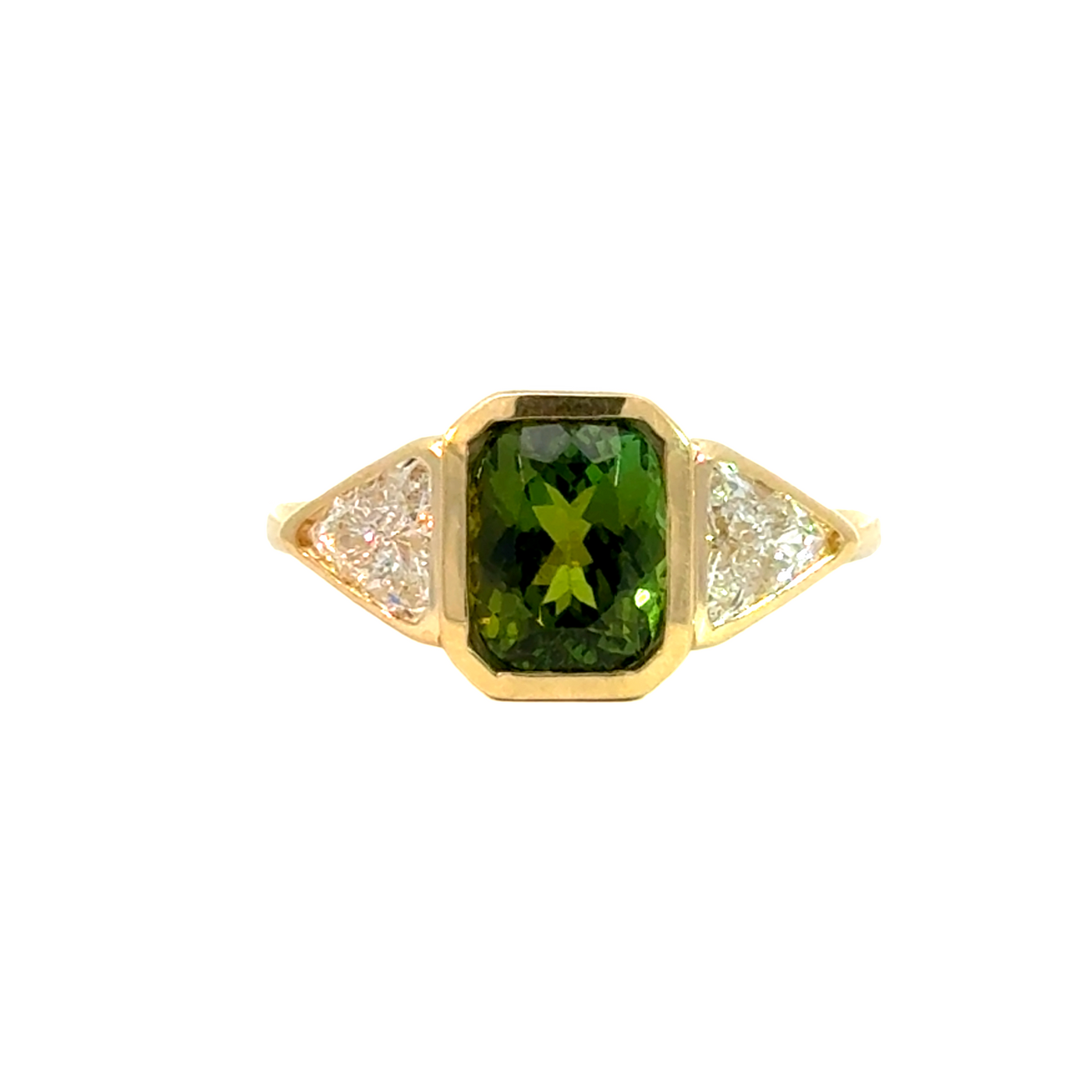 Green Tourmaline & Diamond Ring / 18k