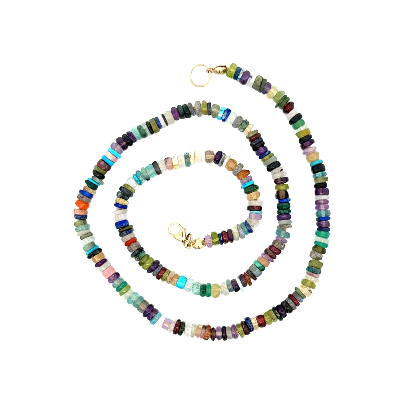 Sliced Multi Gemstone Necklace 18"
