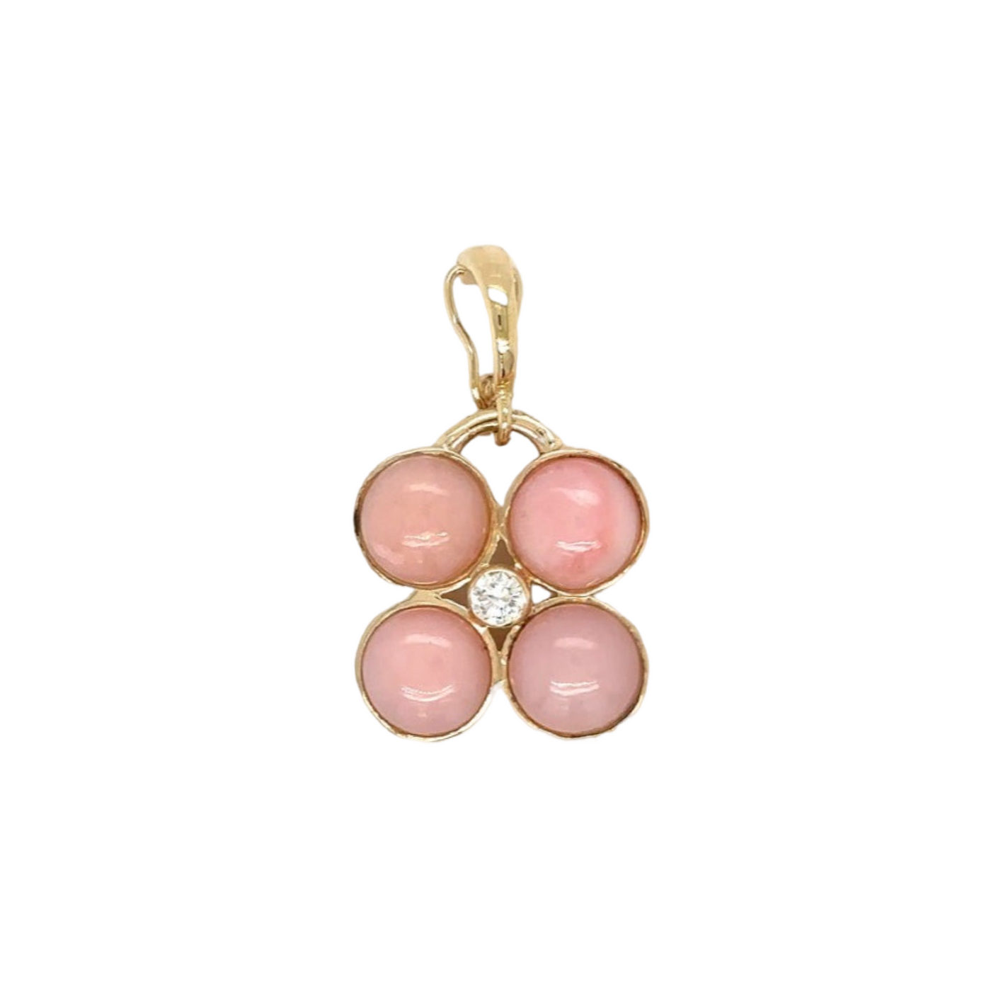 Pink Opal and Diamond Dogwood Charm/Removable Bail