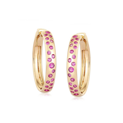 Scatter Pink Sapphire Hoops