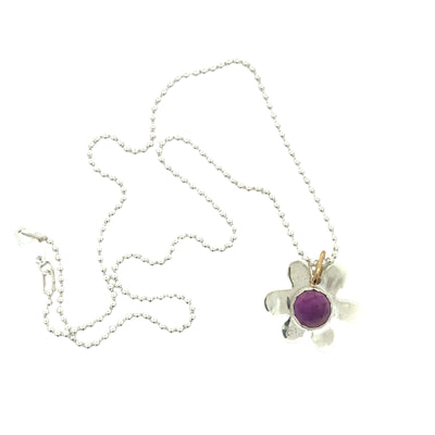 Amethyst Daisy Charm Necklace