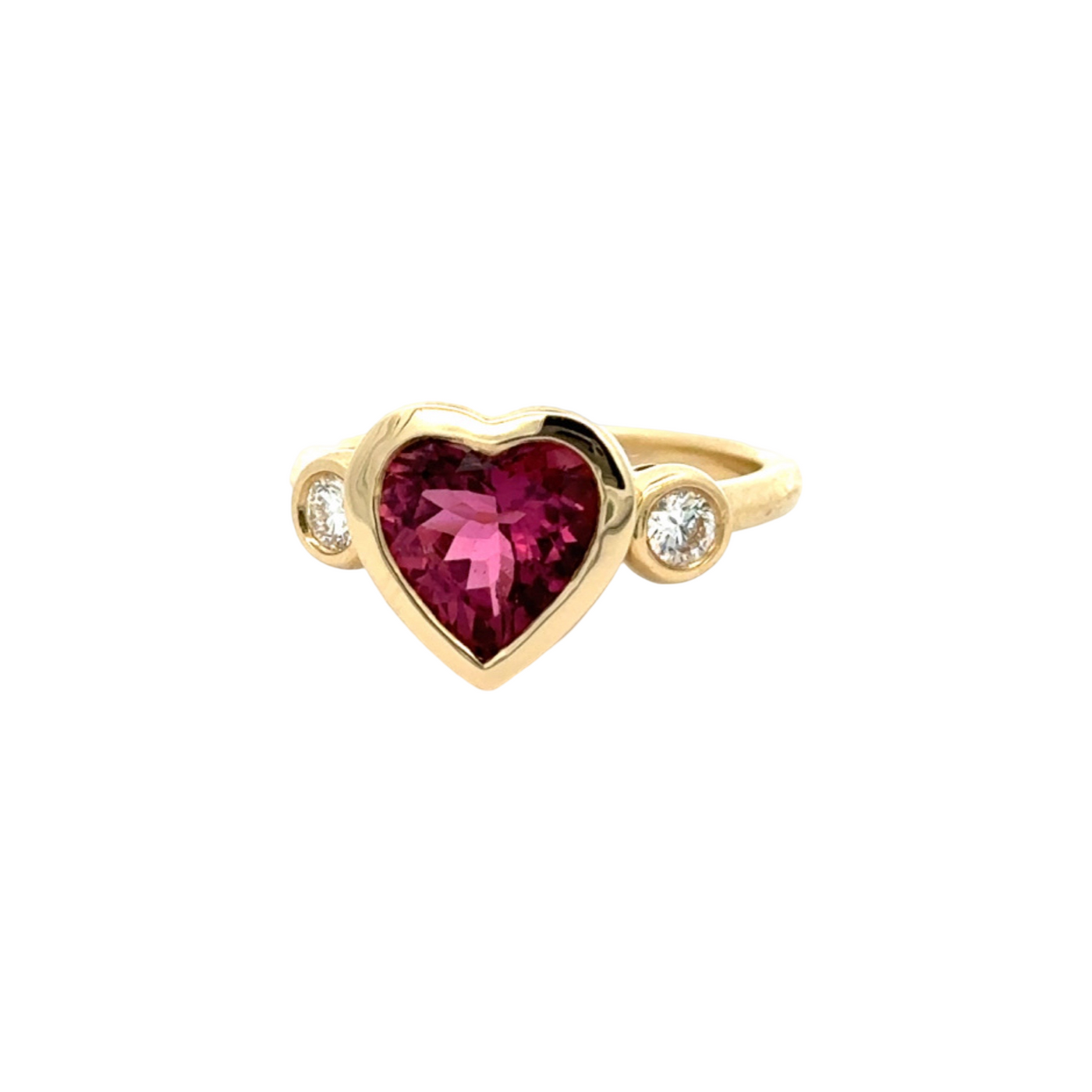 Pink Tourmaline and Diamond Heart Ring