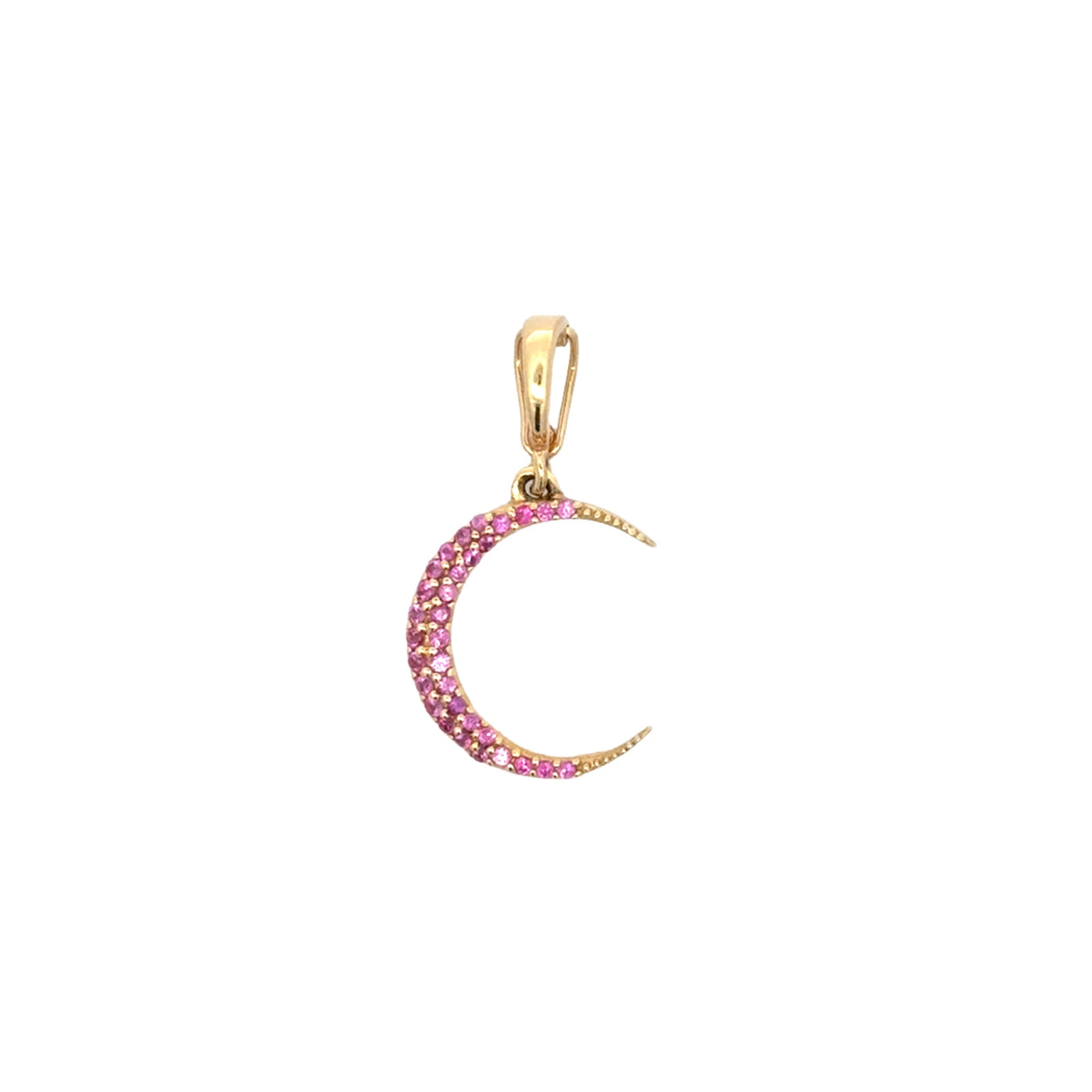 Small Pink Sapphire Moon Charm