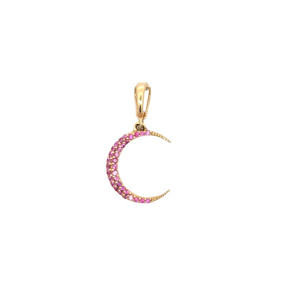 Small Pink Sapphire Moon Charm