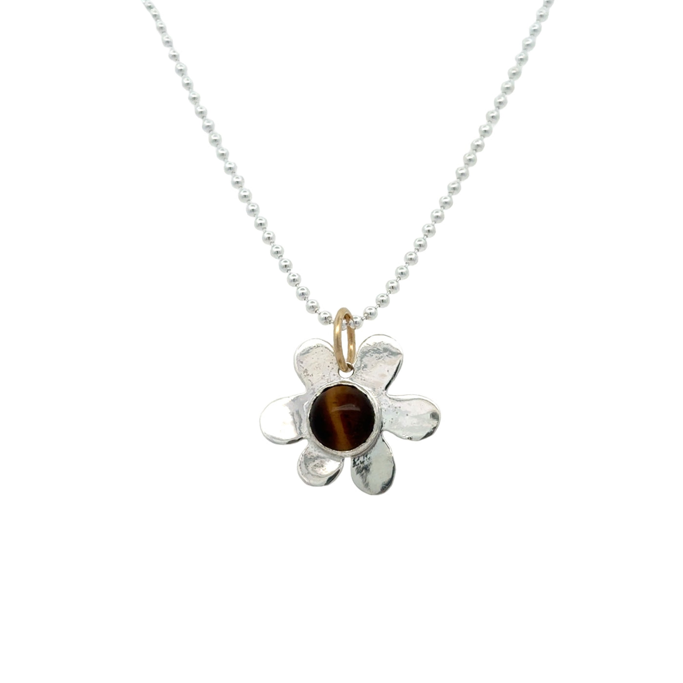 Tigers Eye Daisy Charm Necklace