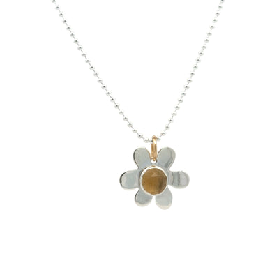 Citrine Daisy Charm Necklace