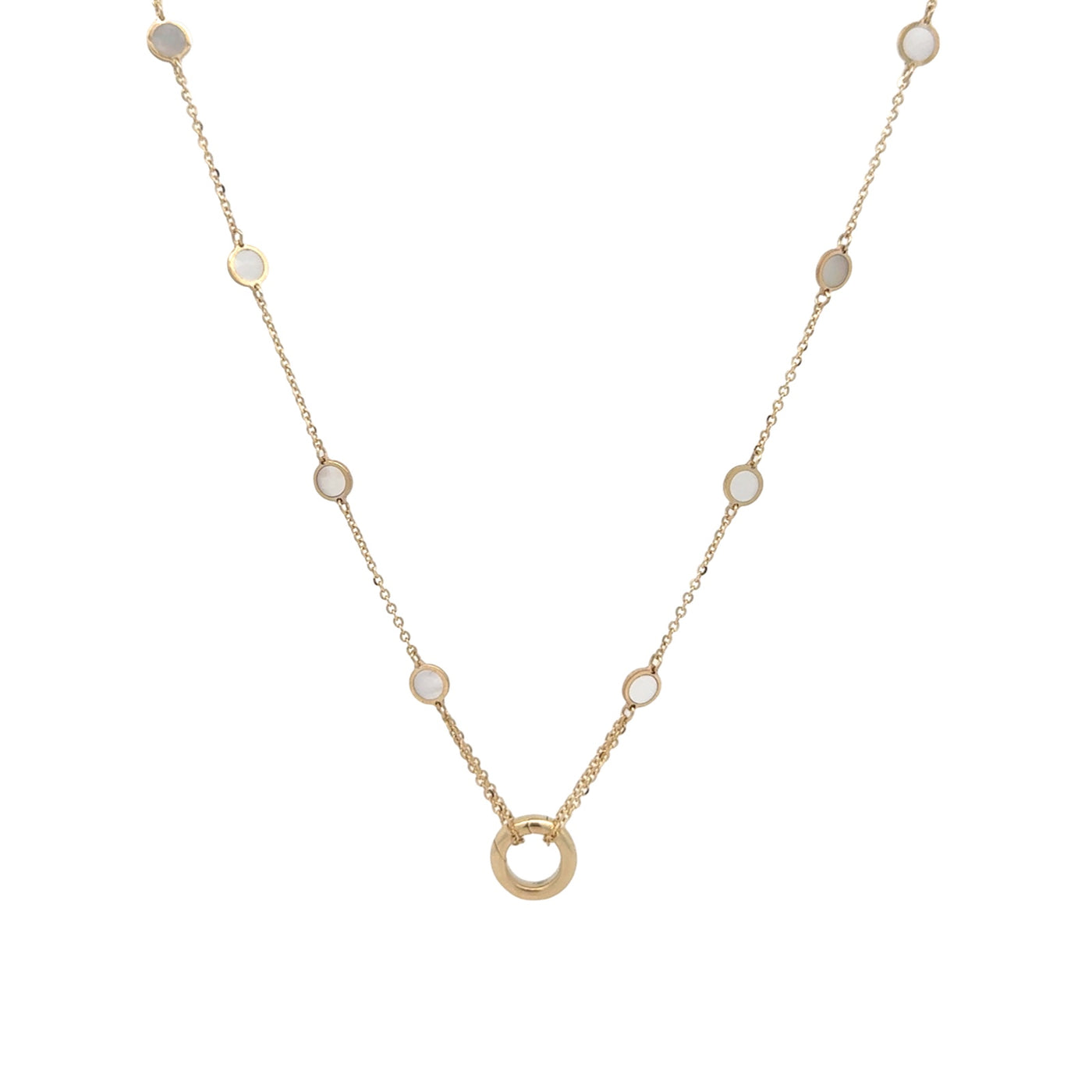 Mother of Pearl Disk and Carabiner Necklace