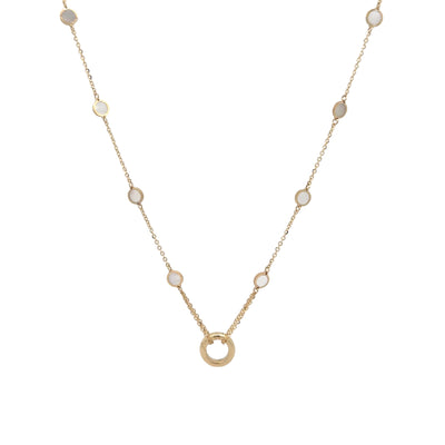 Mother of Pearl Disk and Carabiner Necklace