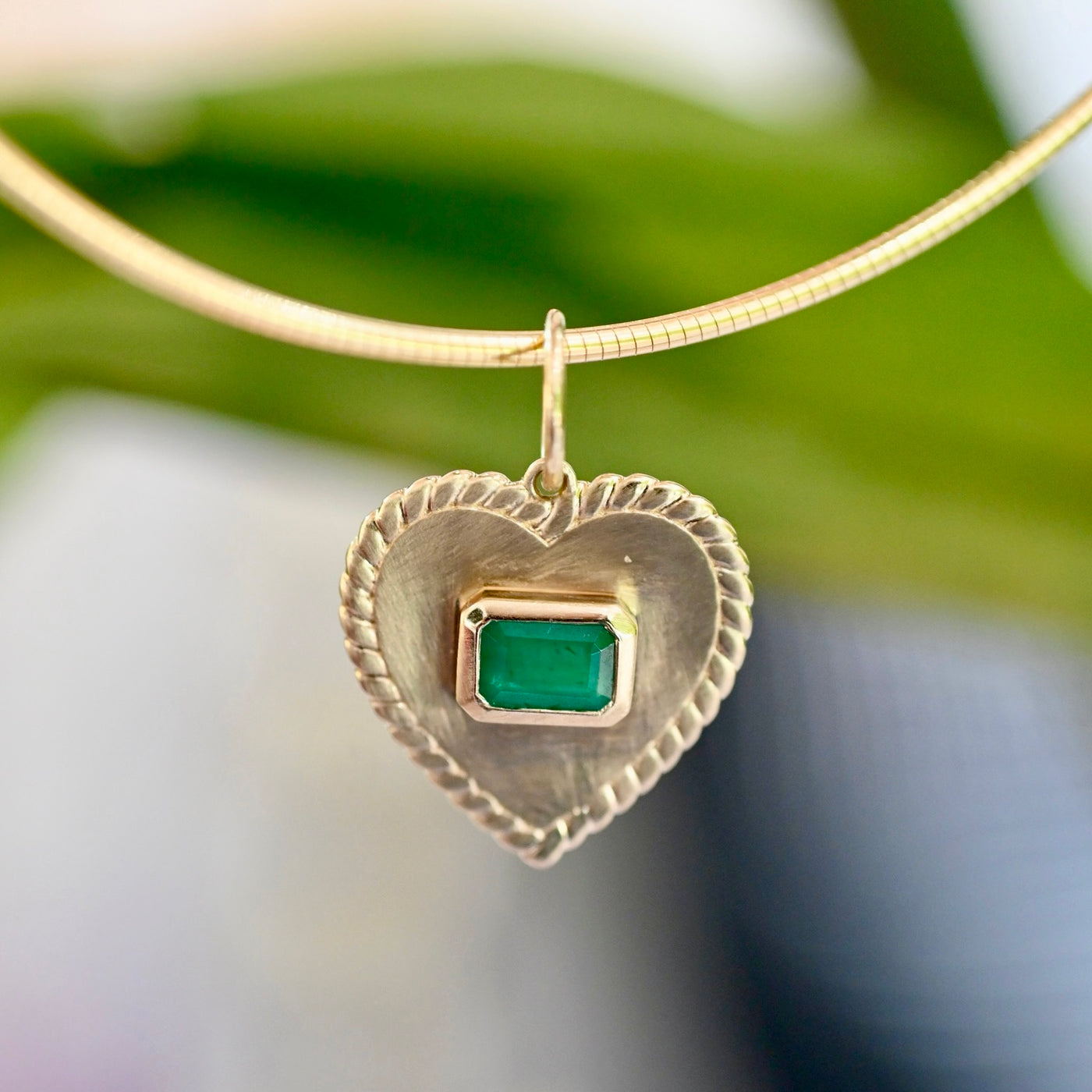 Emerald Cut Emerald Heart Charm