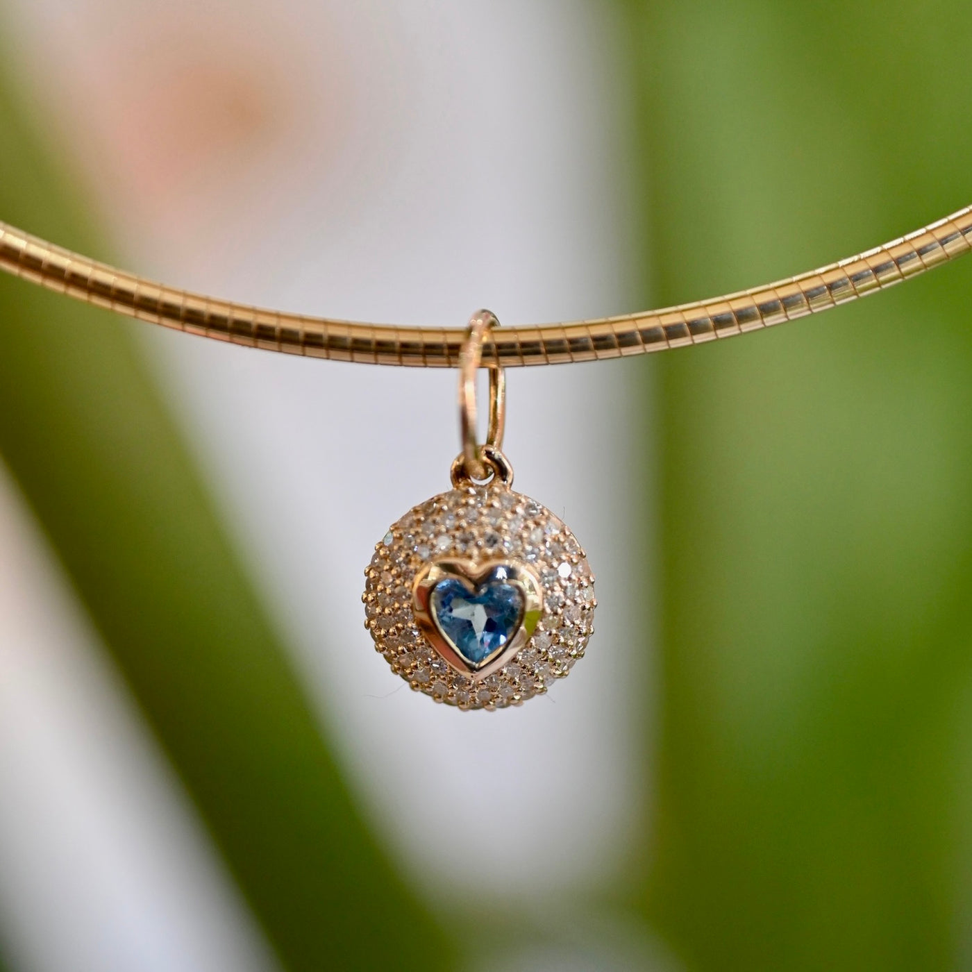 London Blue Topaz Heart and Pave Diamond Charm