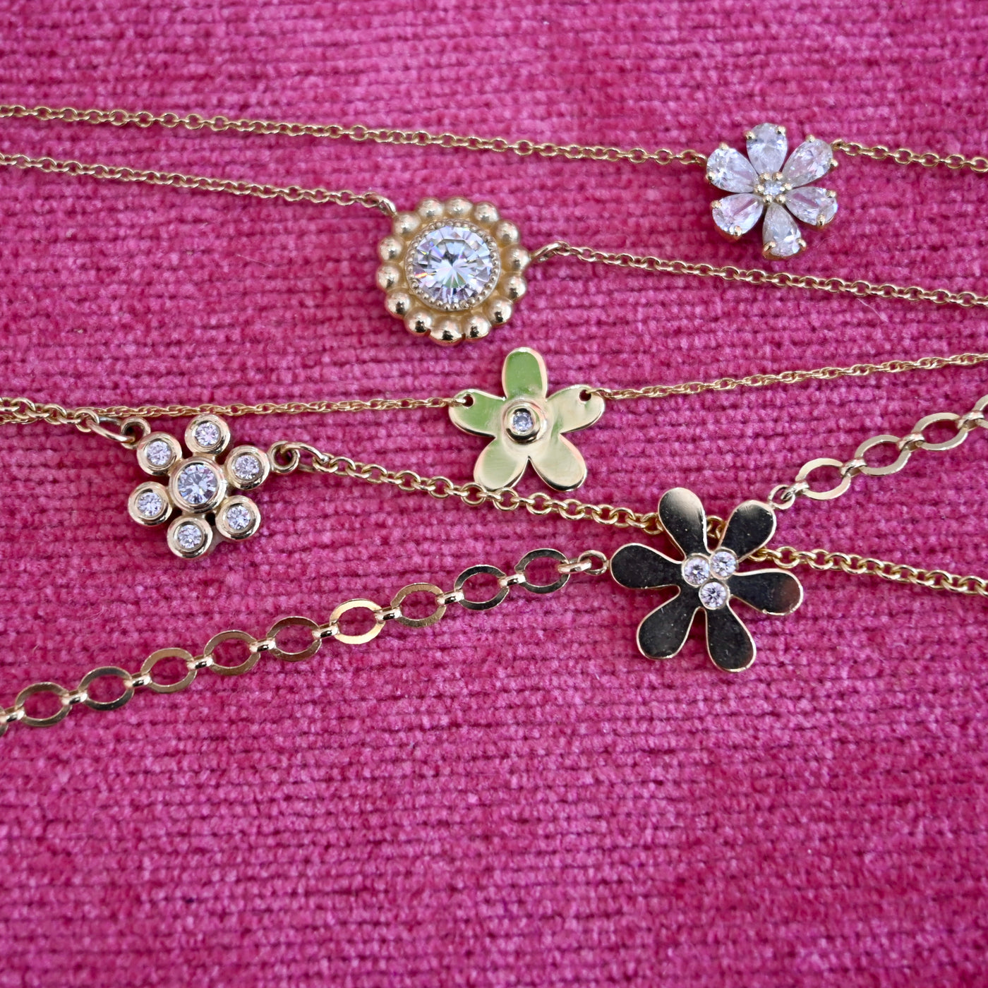 Diamond Blossom on Adjustable Bead Chain