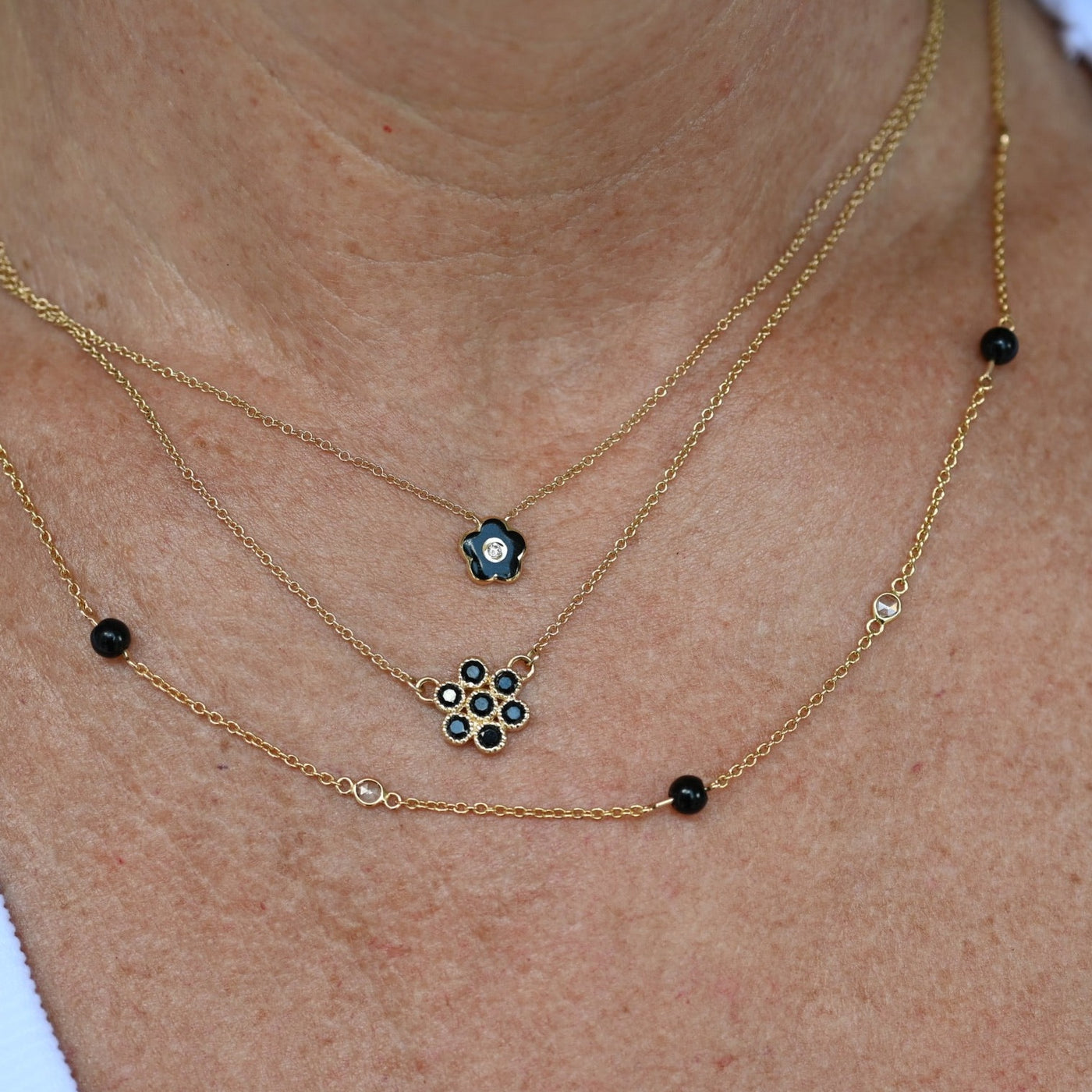 Black Onyx and Diamond Station Chain