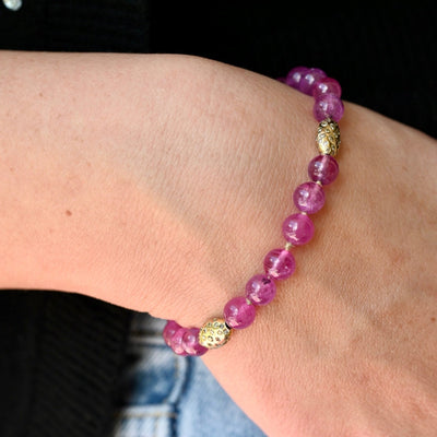 Natural Pink Sapphire & Diamond Bead Bracelet