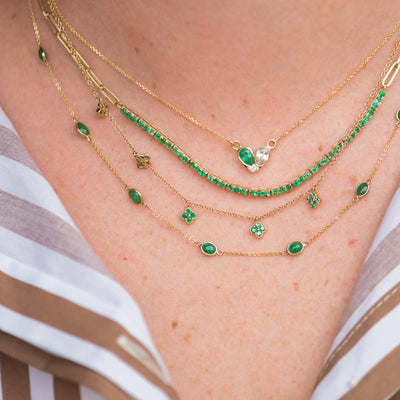 Emerald Flower Confetti Necklace