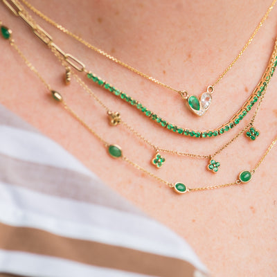 Emerald Flower Confetti Necklace