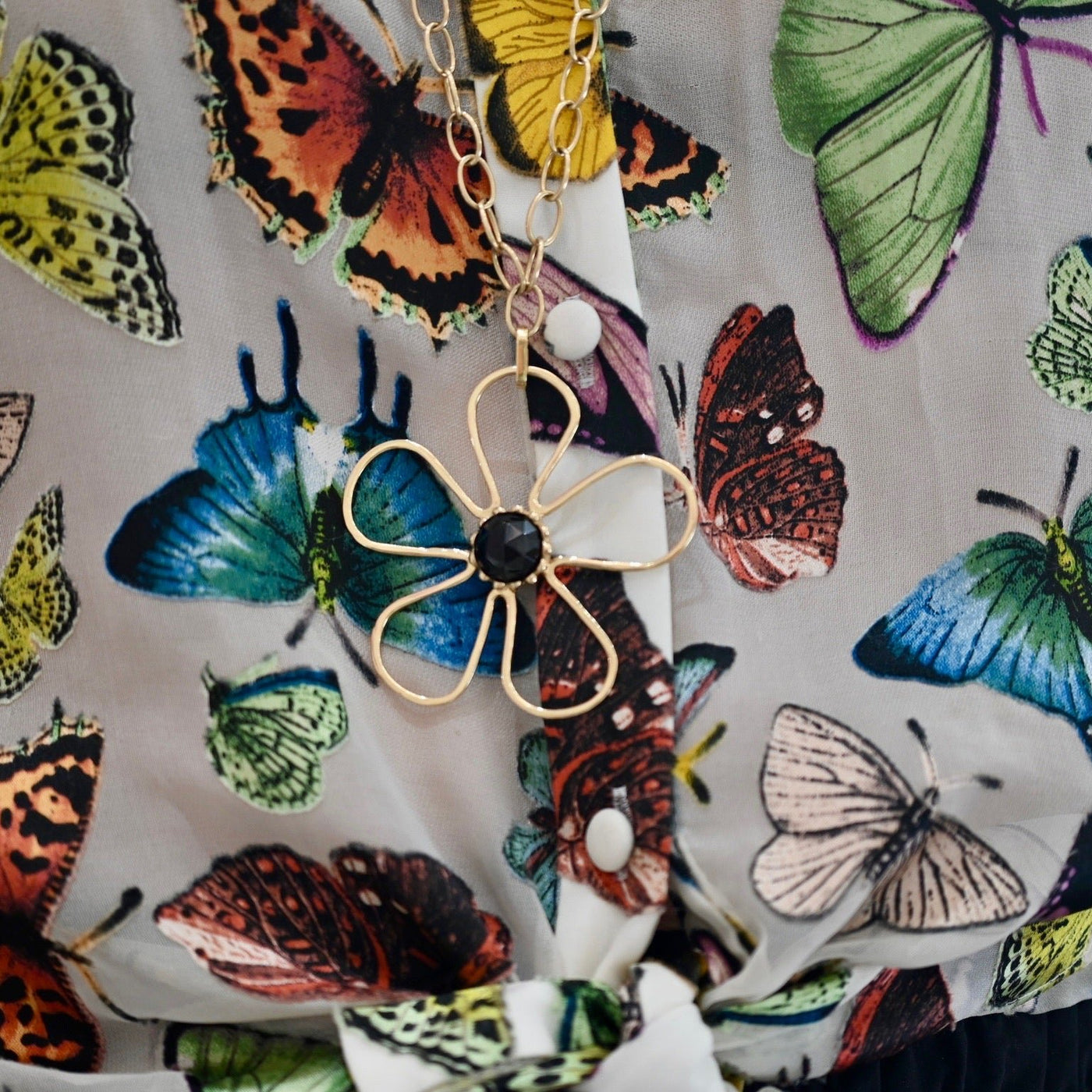 Sunflower Pendant/ Black Spinel