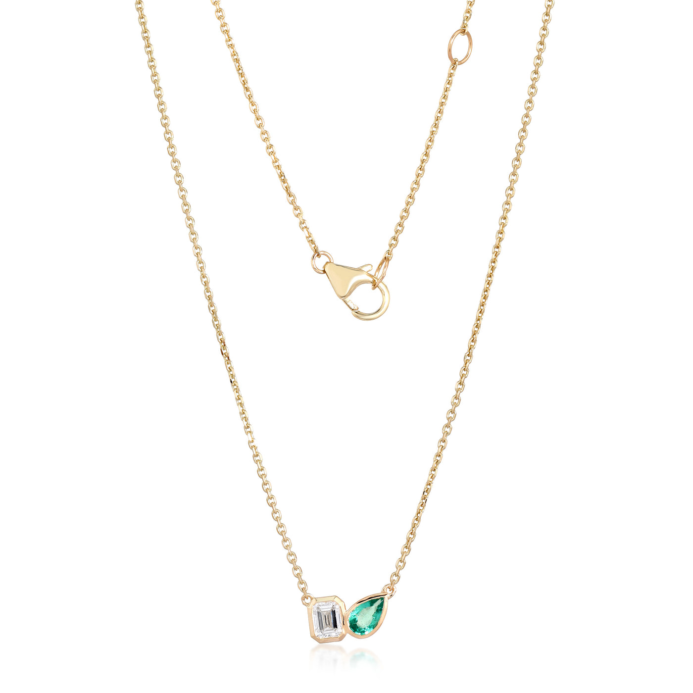 Emerald and Diamond Toi et Moi Necklace