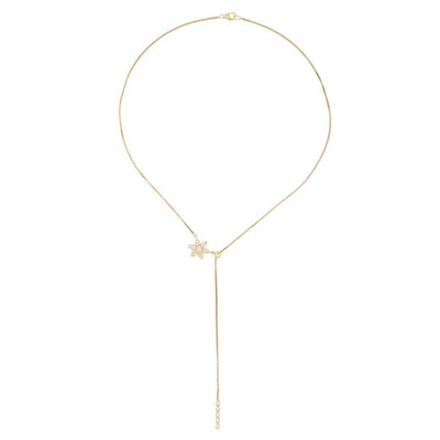 Diamond Flower Lariat Necklace