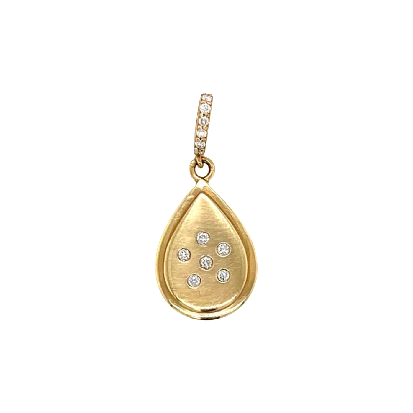 Diamond Flower Pear Pendant with Diamond Bale