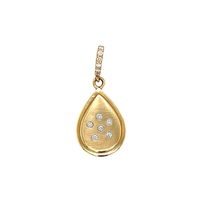 Diamond Flower Pear Pendant with Diamond Bale