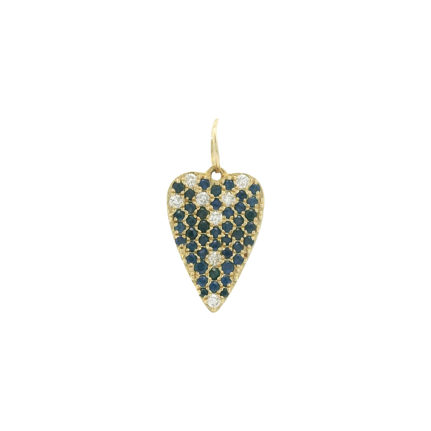Blue Sapphire & Diamond Heart Charm