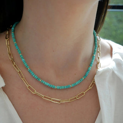 Turquoise Birthstone Bead Necklace