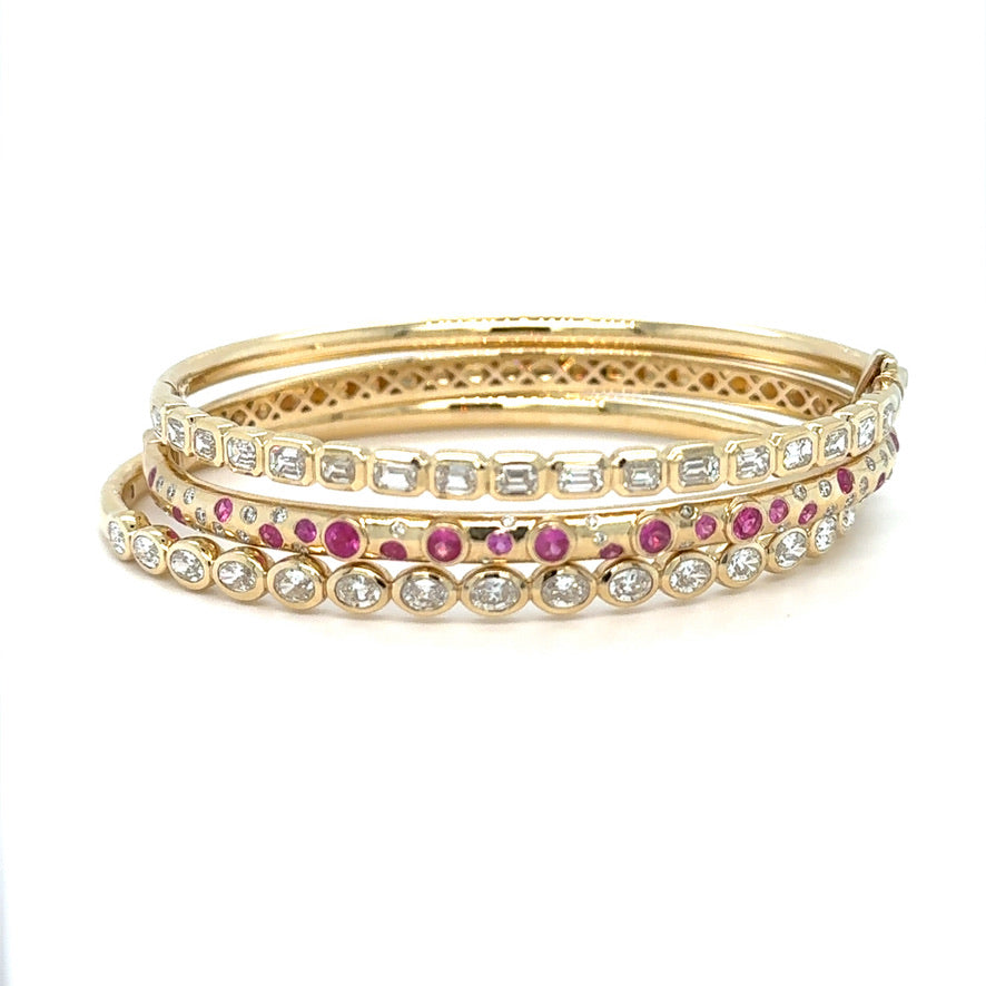 Pink Sapphire & Diamond Scatter Bangle