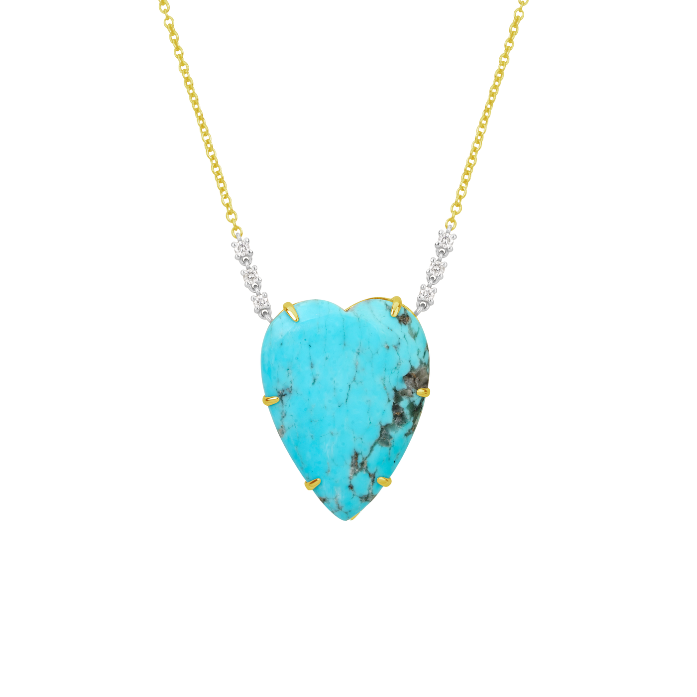 Turquoise Heart Necklace with Diamonds