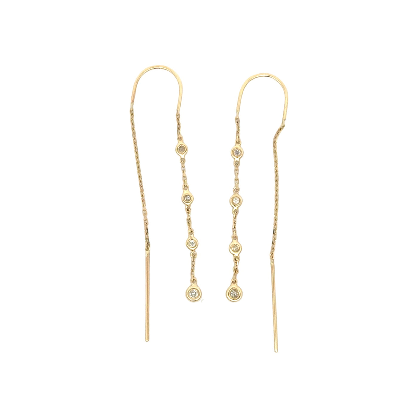 Mini Diamond Bezel Threader Earrrings