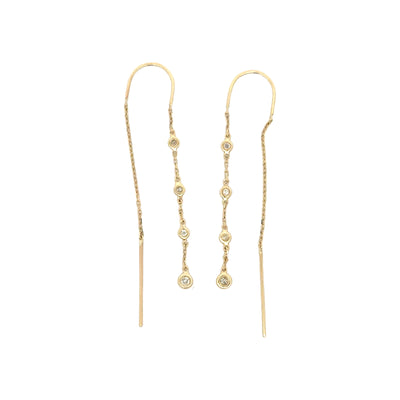 Mini Diamond Bezel Threader Earrrings