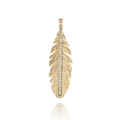 Gold Feather with Diamonds