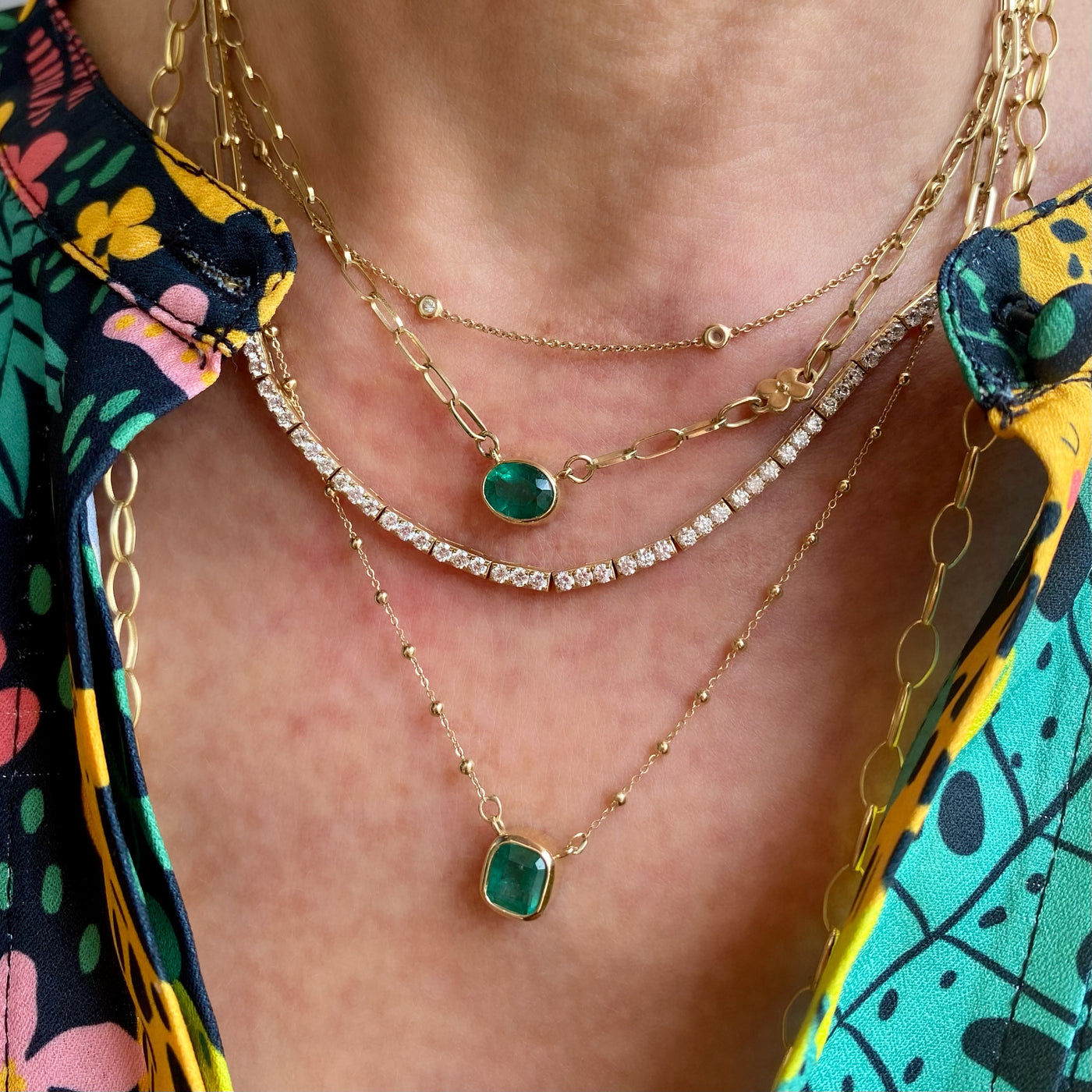 Emerald Paperclip Necklace