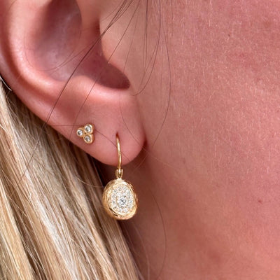 Textured Diamond Oval Earrings