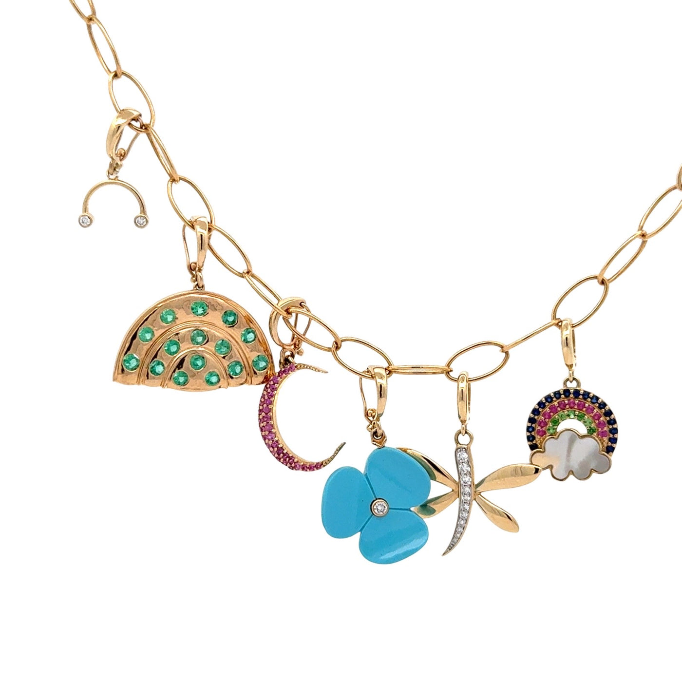 Turquoise & Diamond Hawaiian Flower Charm