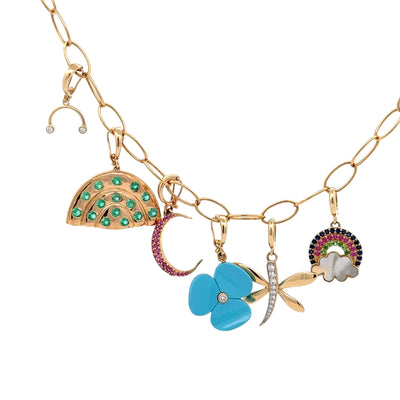 Turquoise & Diamond Hawaiian Flower Charm