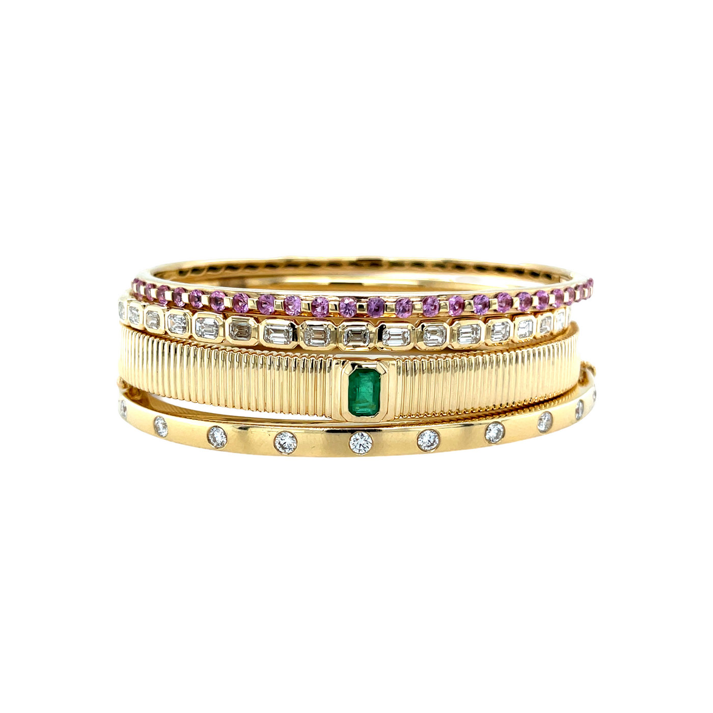 Emerald Fluted Bangle Bracelet