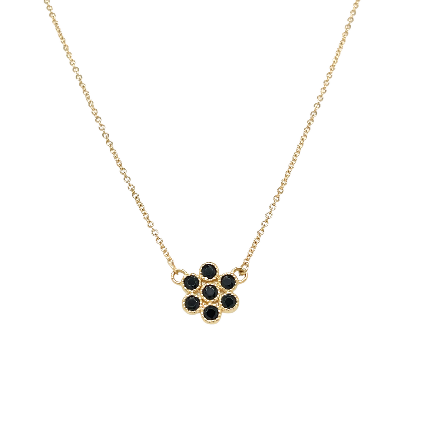 Water Lily Necklace with Black Onyx