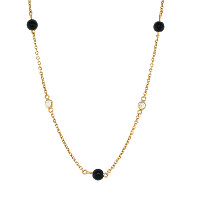 Black Onyx and Diamond Station Chain