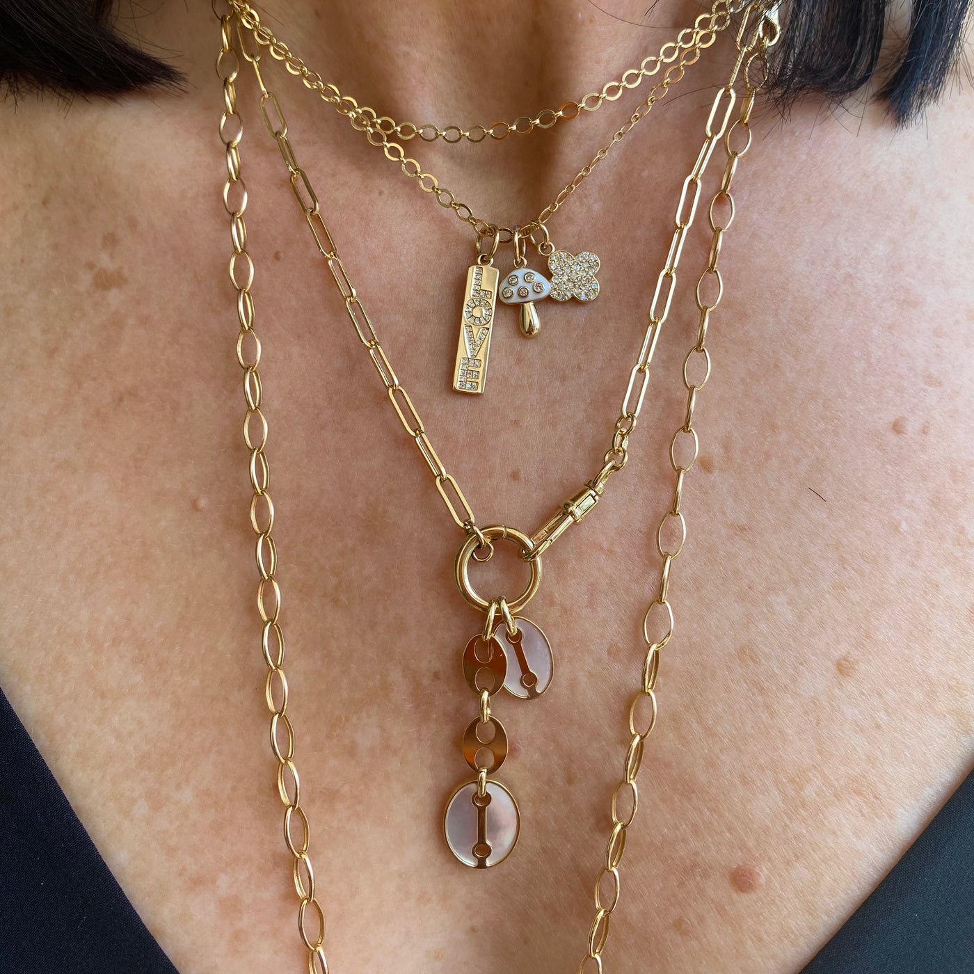Mother of Pearl Mariner Link Charm Necklace