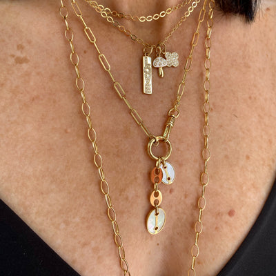 Mother of Pearl Mariner Link Charm Necklace