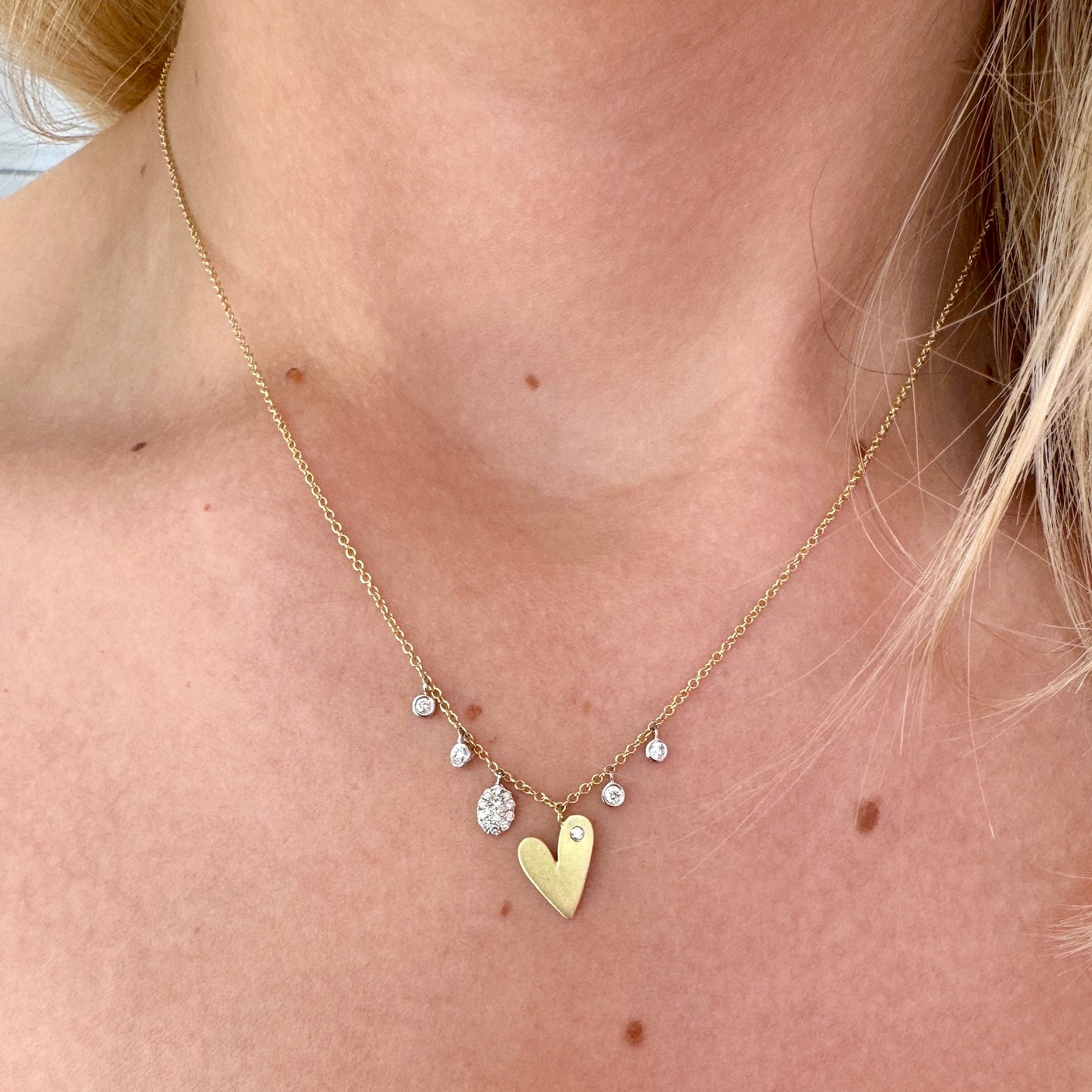 Gold Heart with Confetti Diamonds Necklace