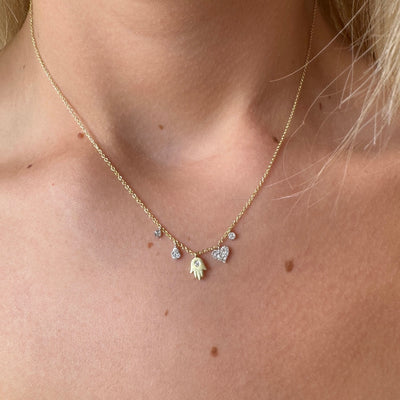 Hamsa and Diamond Confetti Necklace