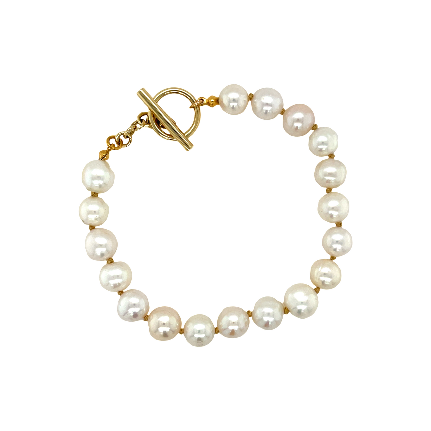 Pearl Bracelet with Gold Toggle Clasp