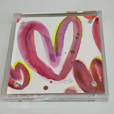 Red, Purple & Yellow Acrylic Block Heart