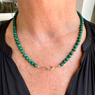 Malachite Bead Necklace with Trigger-less Clasp