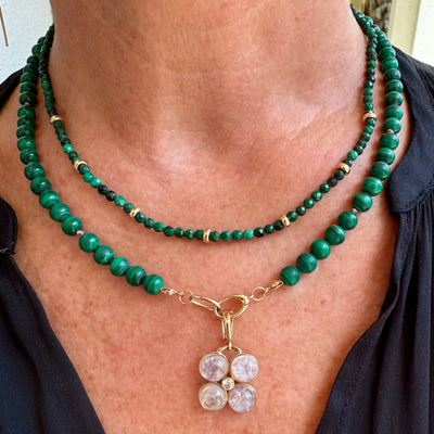 Malachite Bead Necklace with Trigger-less Clasp