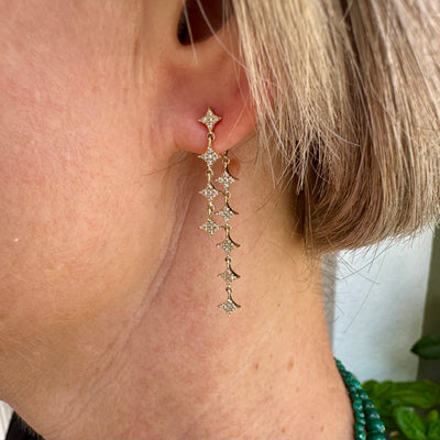 Multi Diamond Sparkle Drop Earrings