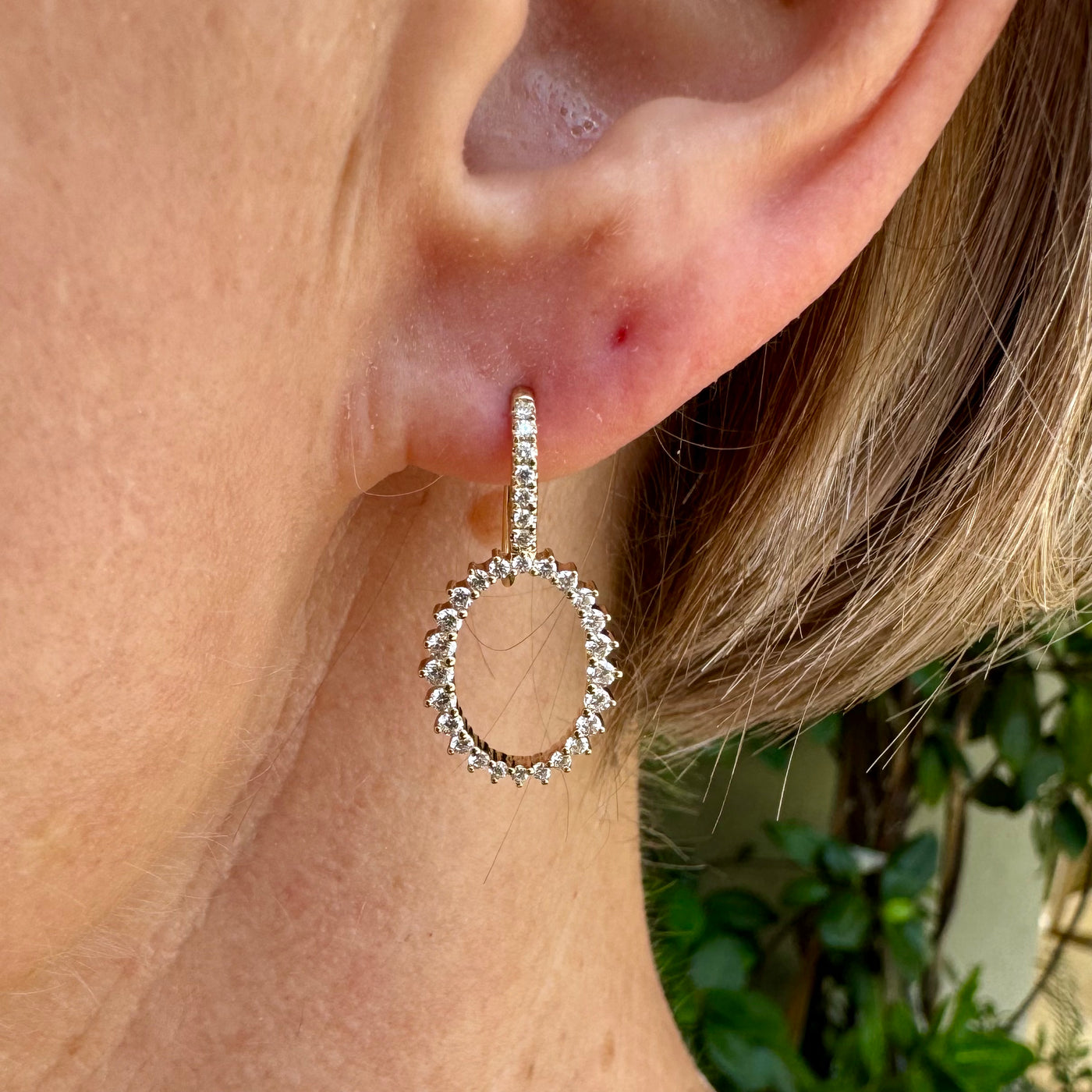 Graduated Diamond Oval Earrings