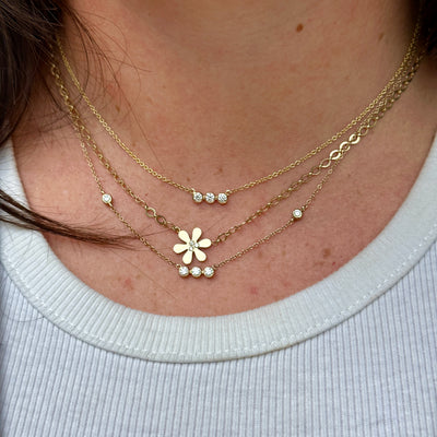 Trio Bezel Diamond Bar Necklace/ Diamond Chain
