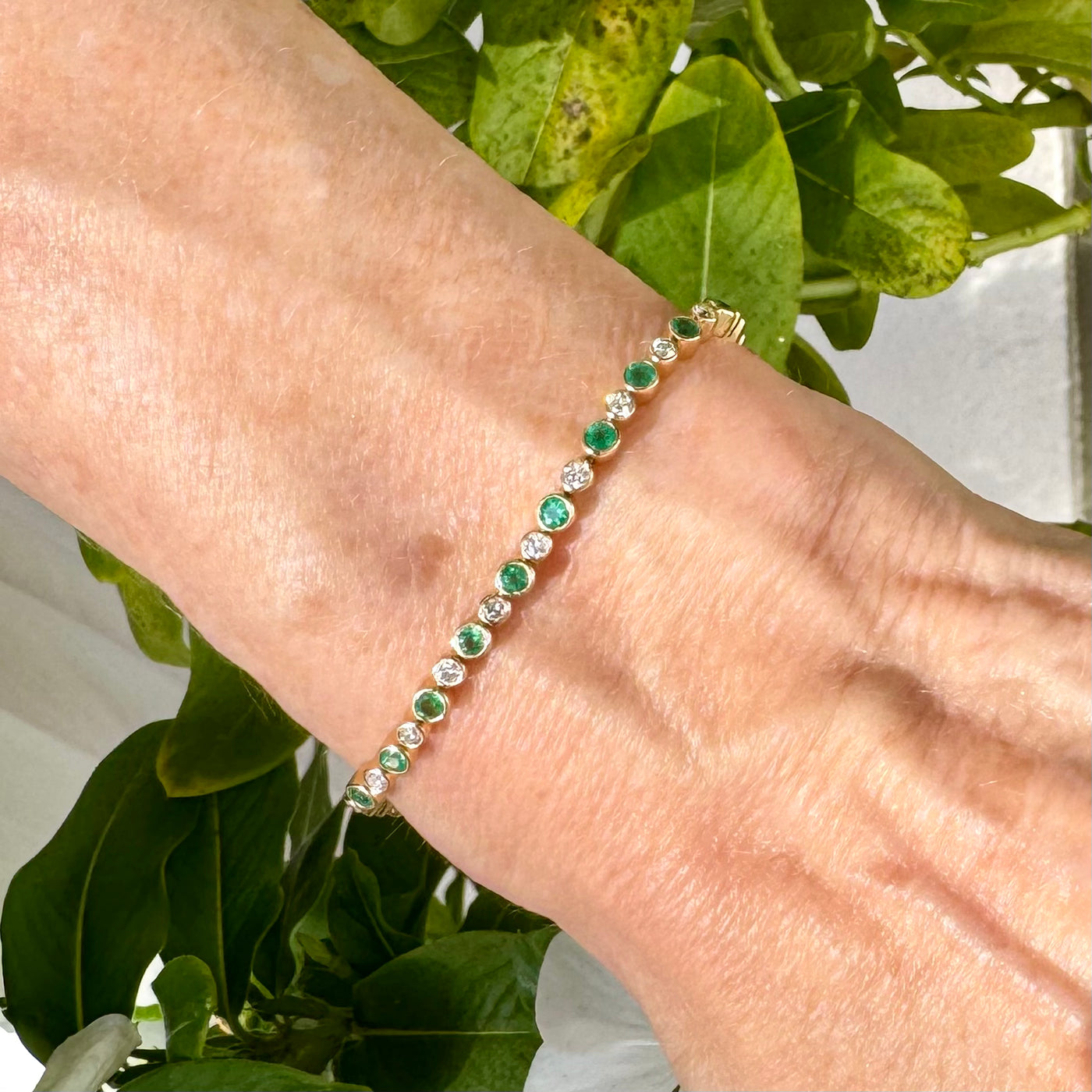 Emerald & Diamond Tennis Bracelet